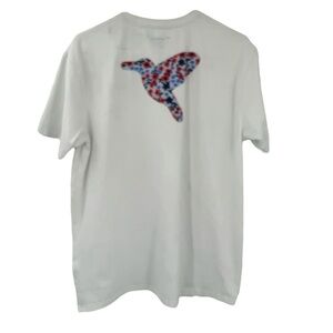 Birddogs Blue Flower Bird White Graphic Tee Size Medium XL
